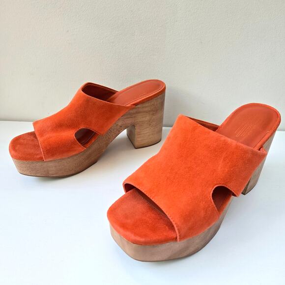 Charlotte Stone NEW Nina Clogs Orange Suede Wedge Slides Womens Size US 9 NWOB - Picture 3 of 15